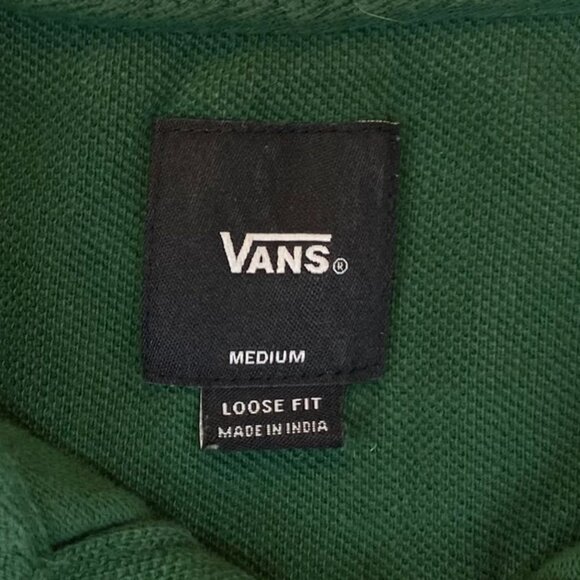 Vans Mens Green Polo Shirt Medium Loose Fit 100% Cotton Classic Casual Style - Picture 5 of 11